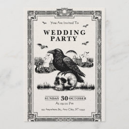 Invitación de boda vintage en negro y blanco
