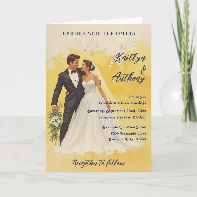 Invitación de boda vintage estilo Belle éPoque (Anverso)
