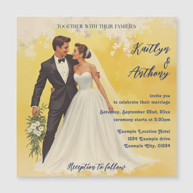 Invitación de boda vintage estilo Belle éPoque (Anverso)