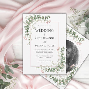 Invitación de Boda Vintage Floral Caprichosa Rosa 