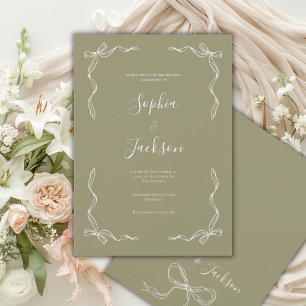 Invitación de boda vintage francesa con cinta de s