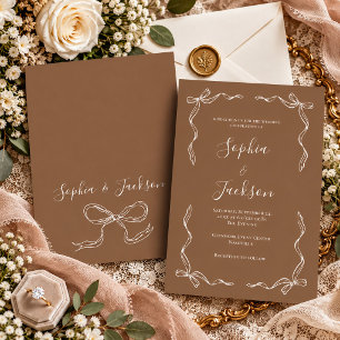 Invitación de boda vintage francesa con cinta marr