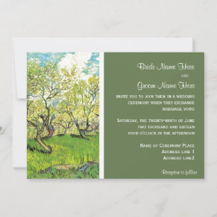 Invitación de boda vintage, huerto en flor