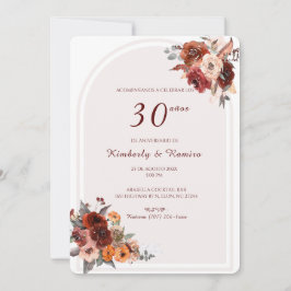 Invitación De Boda Vintage Naranja 30 Aniversario