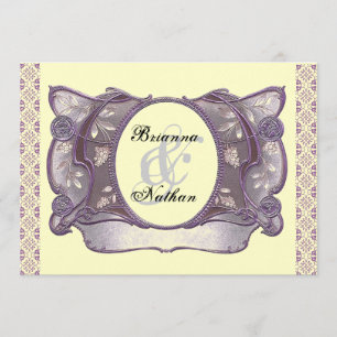 Invitación de Boda Vintage Ornata de Color Púrpura
