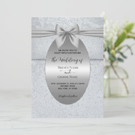 Invitación de boda Vintage Plata con Lazo