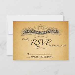 Invitación de boda vintage RSVP damasco negro
