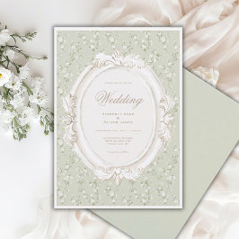 Invitación de Boda VintageFloral Caprichosa Salvia