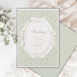 Invitación de Boda VintageFloral Caprichosa Salvia