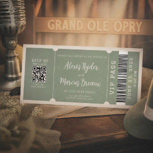 Invitación de boda VIP Ticket Trendy Sage