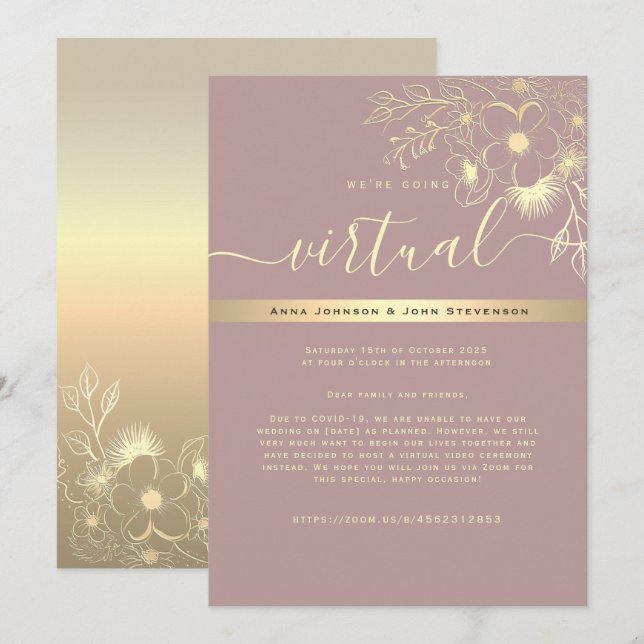 Invitación de boda virtual moderna (Anverso / Reverso)
