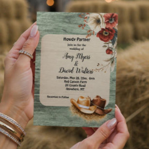 Invitación de boda western Country Cowboy (rústico