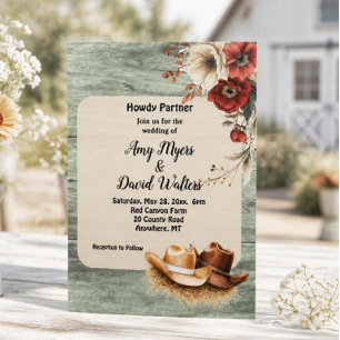 Invitación de boda western Country Cowboy (rústico