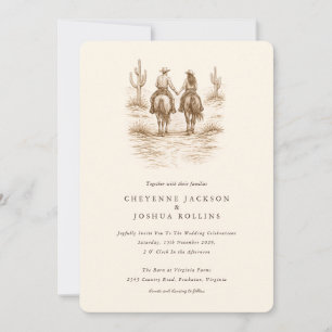 Invitación de Boda Western Desértica Rústica Moder