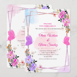 Invitación de Boda Whimsical Rosa Púrpura Floral R