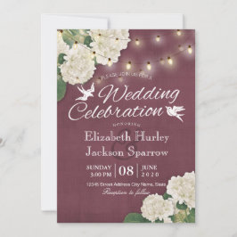 invitación de boda White Hydrangeas String Lights