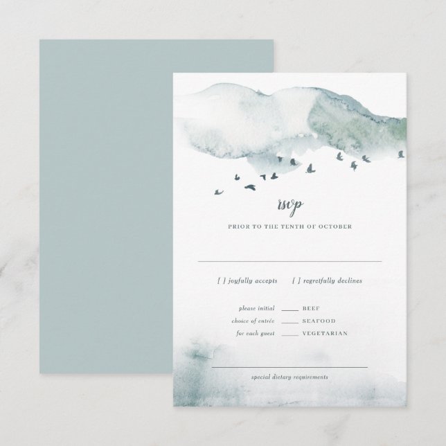 Invitación de boda Winter Mystère RSVP+RESPUESTA D (Anverso / Reverso)