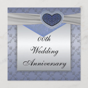Invitación de boda y aniversario de bodas azul pla