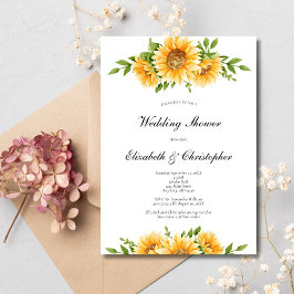 Invitación de boda y ducha nupcial floral amarilla