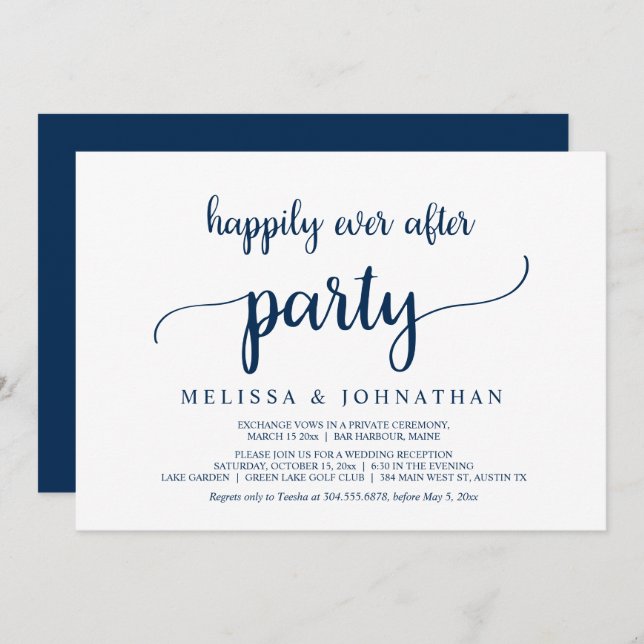 Invitación de Boda y Fuga para Fiesta de Felices p (Anverso / Reverso)