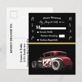 Invitación de boda y Hot Rod