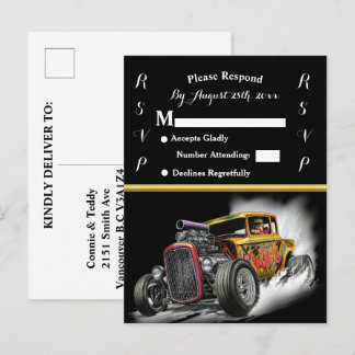 Invitación de boda y Hot Rod