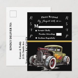 Invitación de boda y Hot Rod