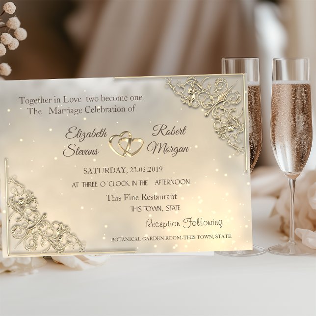 Invitación de Boda y Registro Chic Gold Hearts (Subido por el creador)