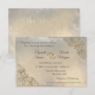 Invitación de Boda y registro de Gold Hearts
