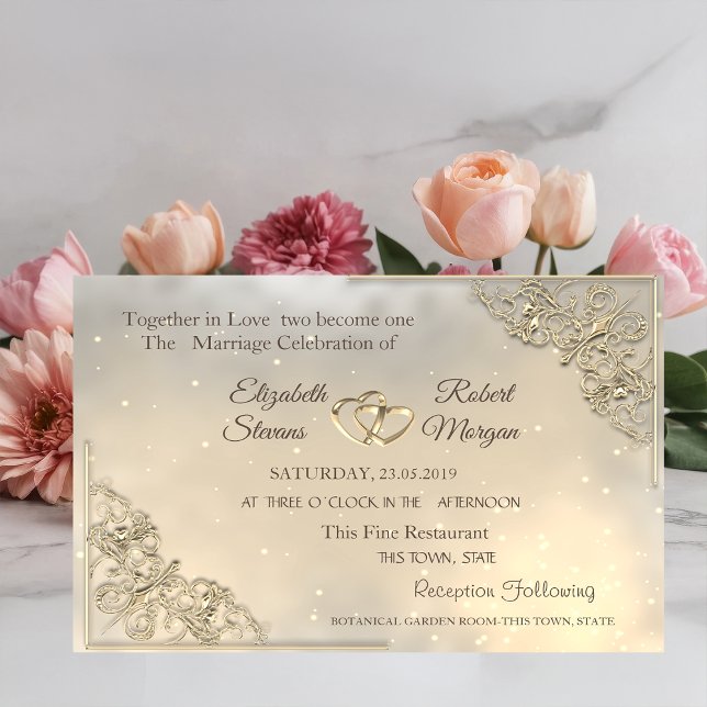 Invitación de Boda y registro de Gold Hearts (Subido por el creador)