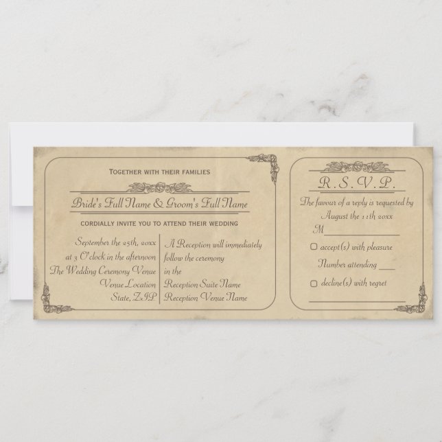 Invitación de Boda y Respuesta con Boleto de Perga (Anverso)