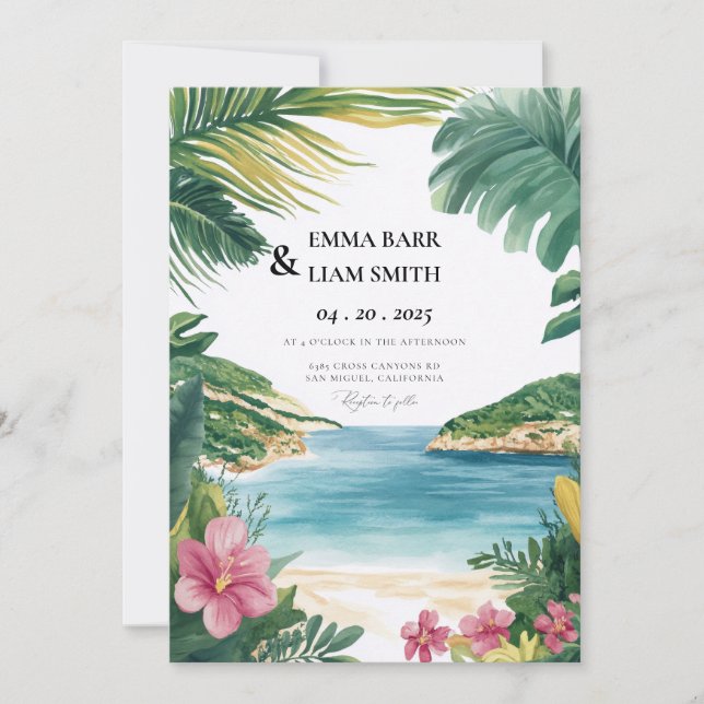 Invitación de boda Zakynthos Zante Grecia (Anverso)
