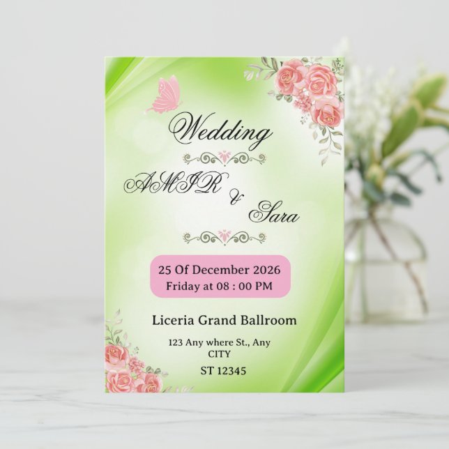 INVITACIÓN DE BODAS  (Anverso de pie)