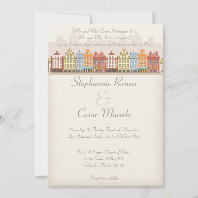 Invitación de bodas 5x7 Ciudad de Navidades del ca (Anverso)