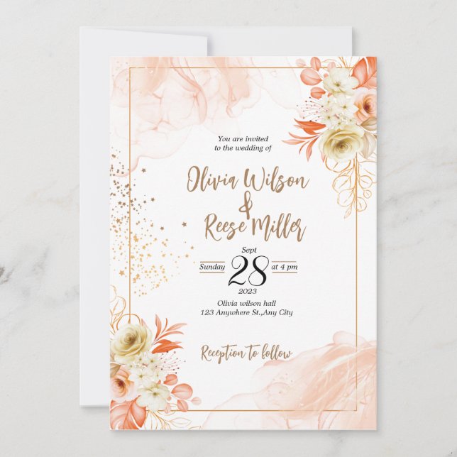 Invitación de bodas 5x7 en (Anverso)