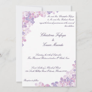 Invitación de bodas 5x7 Morado Hydrangea Floral