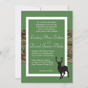 Invitación de bodas 5x7 venado verde y camo