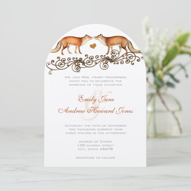 Invitación de bodas a boho vintage (Anverso de pie)