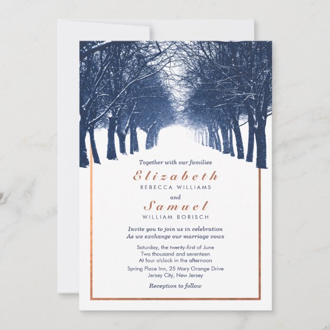 Invitación de bodas a la avenida de los árboles de (Anverso)