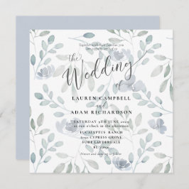 Invitación de bodas a la boda de eucalipto azul fl