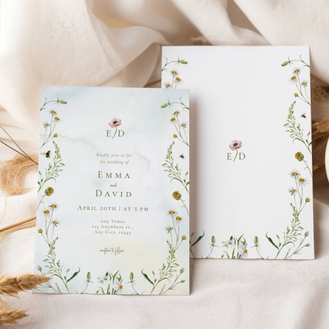 Invitación de bodas a las abejas botánicas rustica (Subido por el creador)