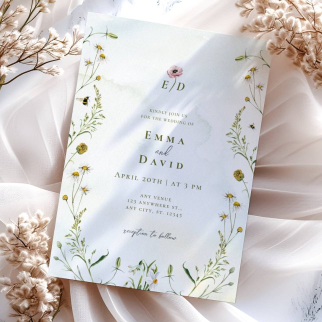 Invitación de bodas a las abejas botánicas rustica (Subido por el creador)