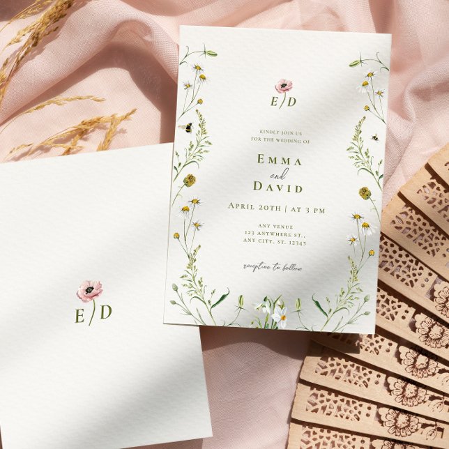 Invitación de bodas a las abejas botánicas rustica (Subido por el creador)