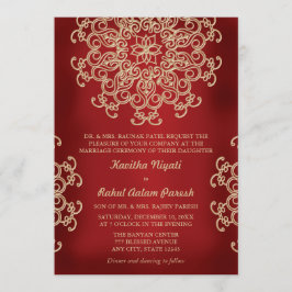 INVITACIÓN DE BODAS AL ESTILO INDIO EN ROJO Y DORA