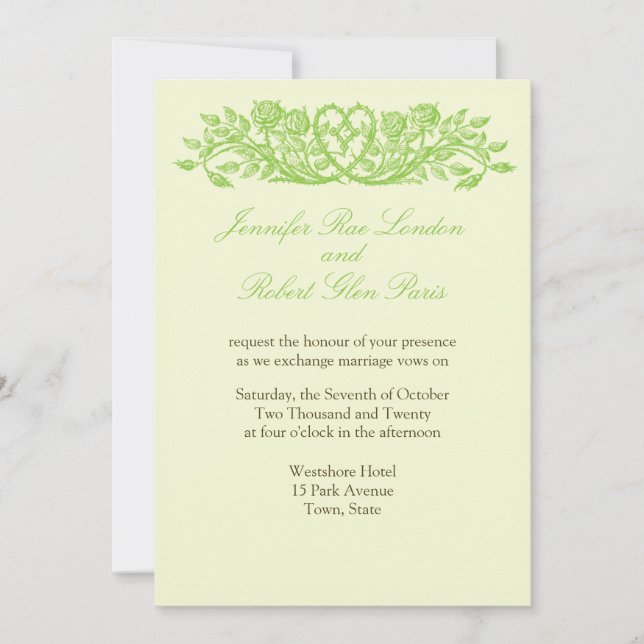 Invitación de Bodas Bodas de Corazón Floral (Anverso)