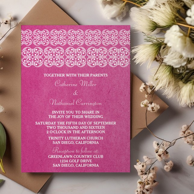 Invitación de bodas bohemias rosadas modernas (Pink Modern Bohemian Wedding Invite)