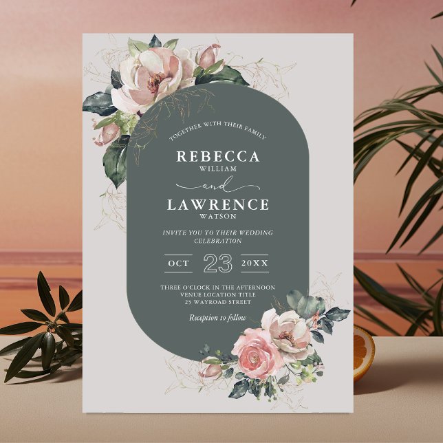 Invitación de bodas botánicas simple y rubia (Subido por el creador)