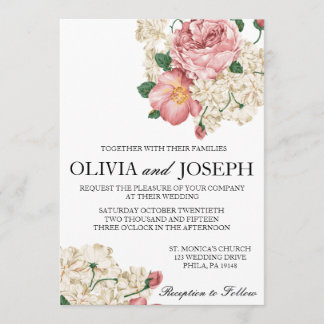 Invitación de bodas botánicas vintage