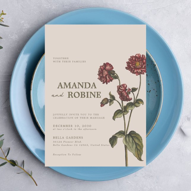 Invitación de bodas botánicas vintage (Subido por el creador)