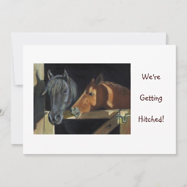 INVITACIÓN DE BODAS: CABALLOS, Western: PASTEL (Anverso)